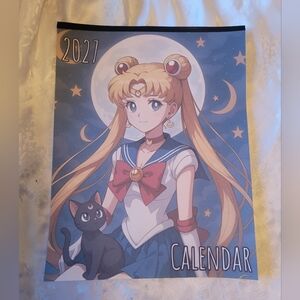 💀NEW 💀 Sailor Moon 2027 Wall Calendar - Blue and White
